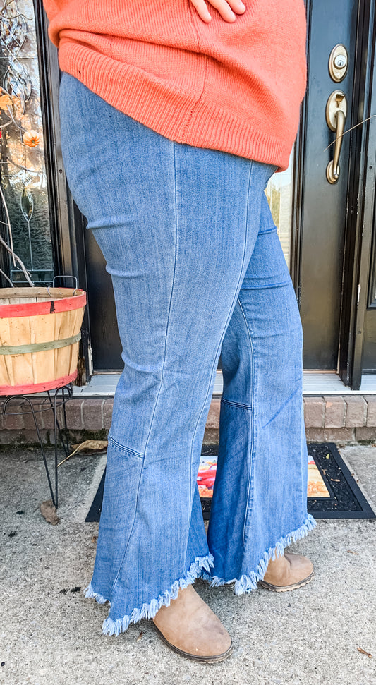 Fringed Flare Jeans