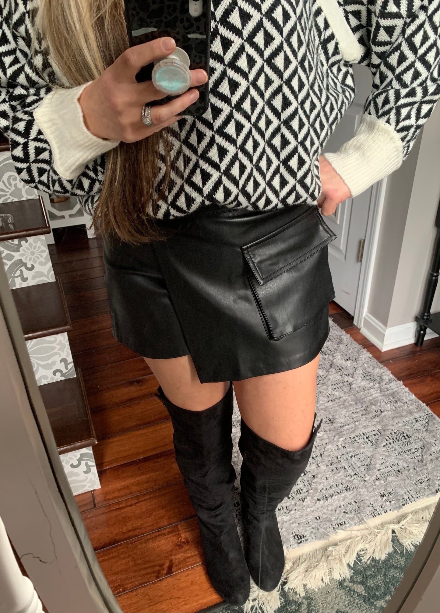 Black Skort with Oversize Pocket