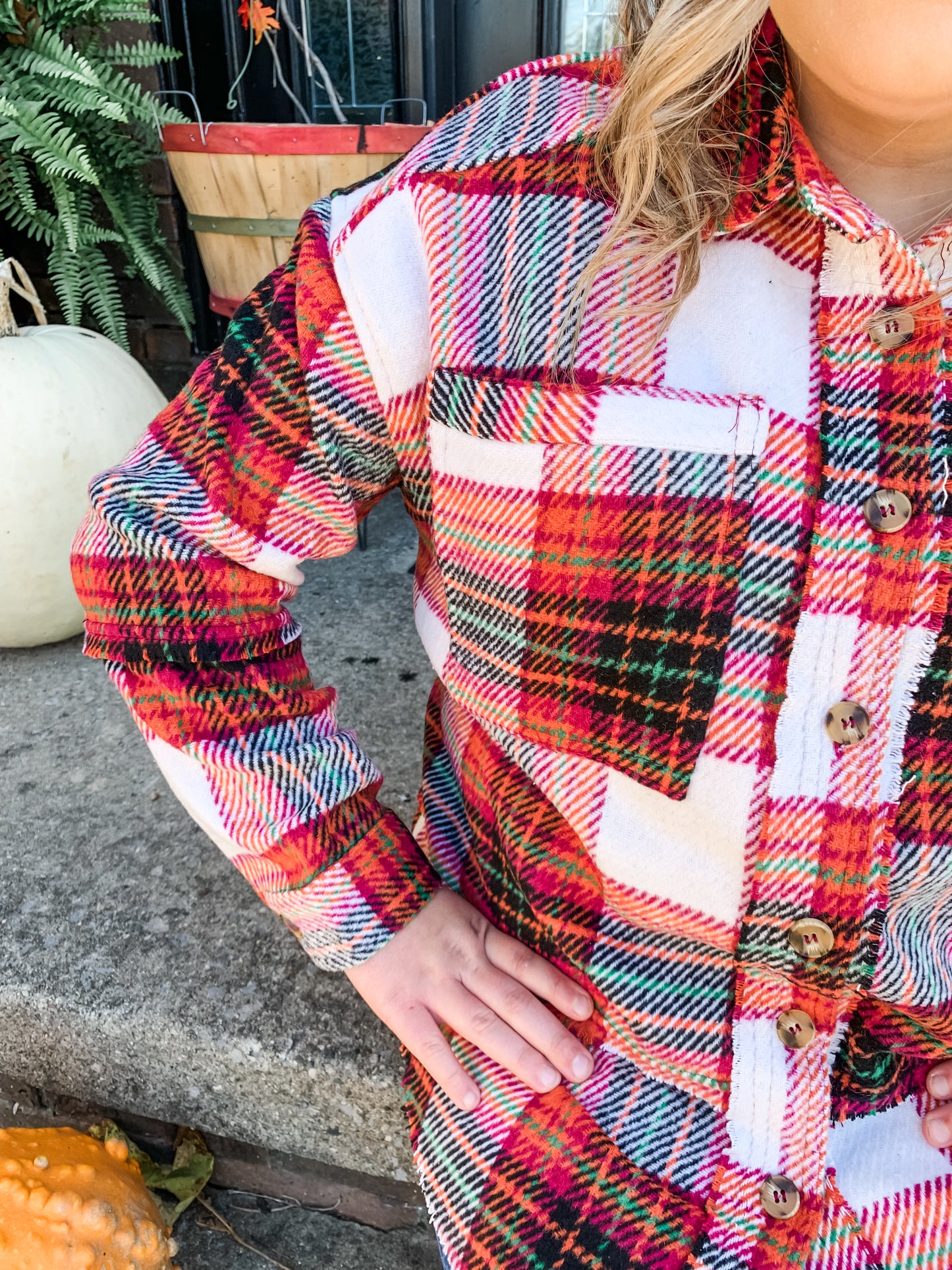 Fringe Hem Multi Plaid Flannel