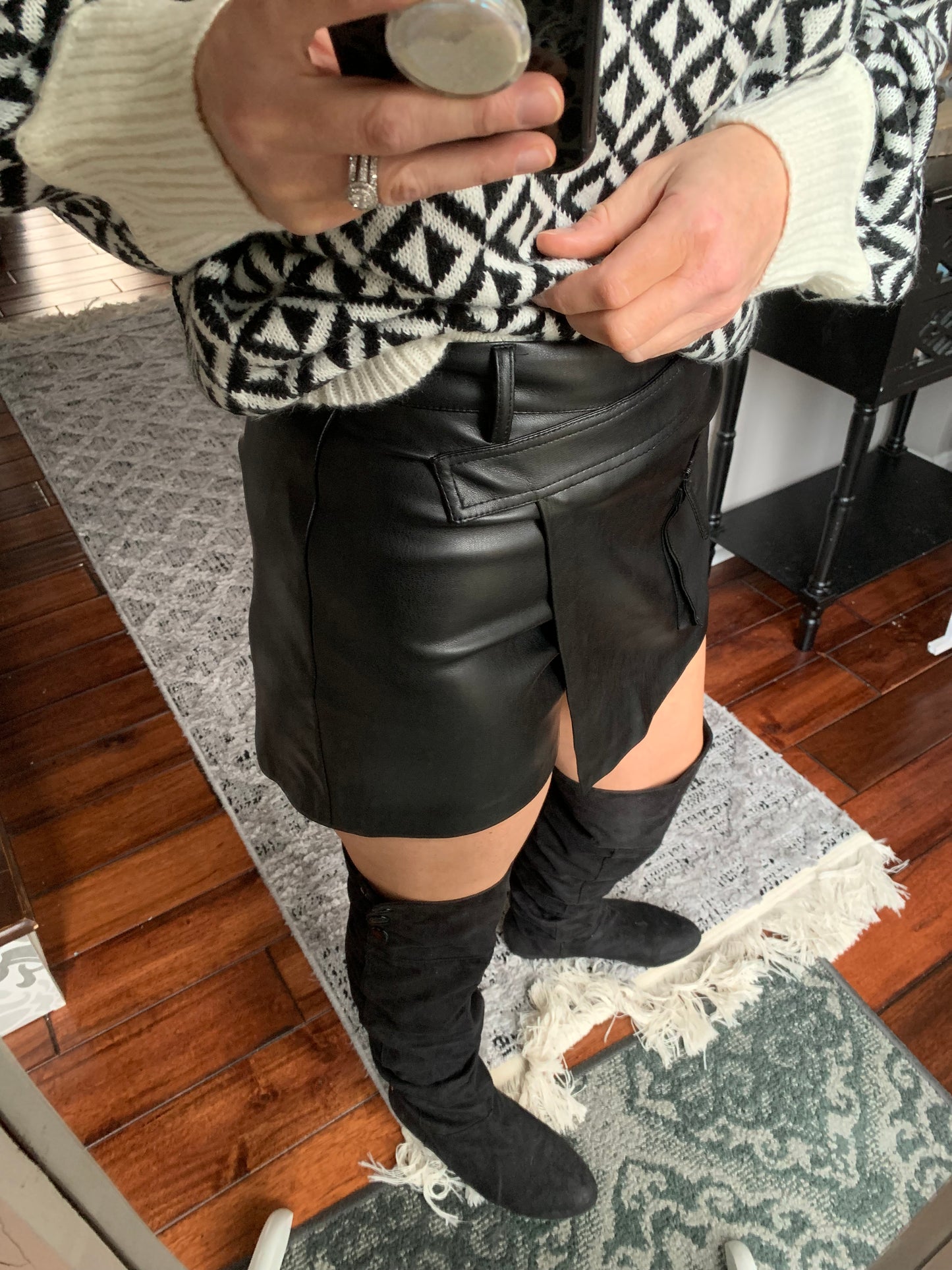 Black Skort with Oversize Pocket