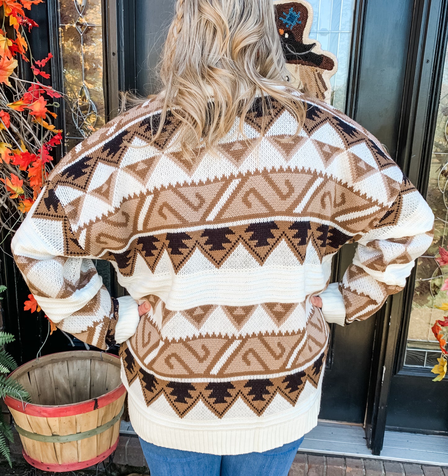 Aztec Pattern Mocha Sweater