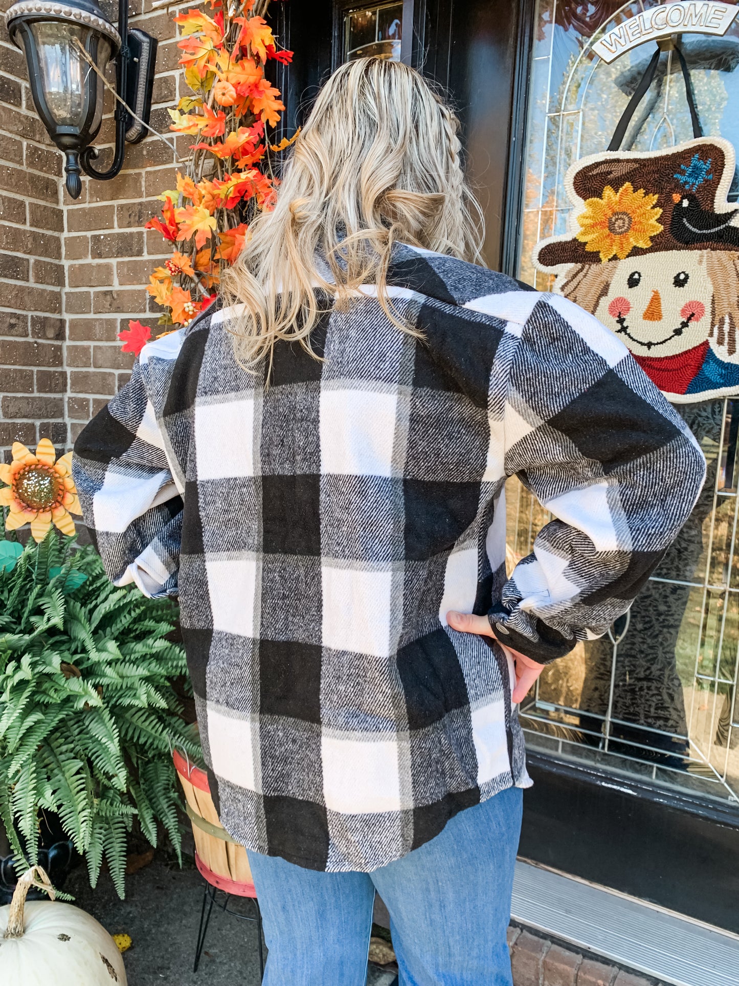 Flannel Plaid Button Pocketed Shacket