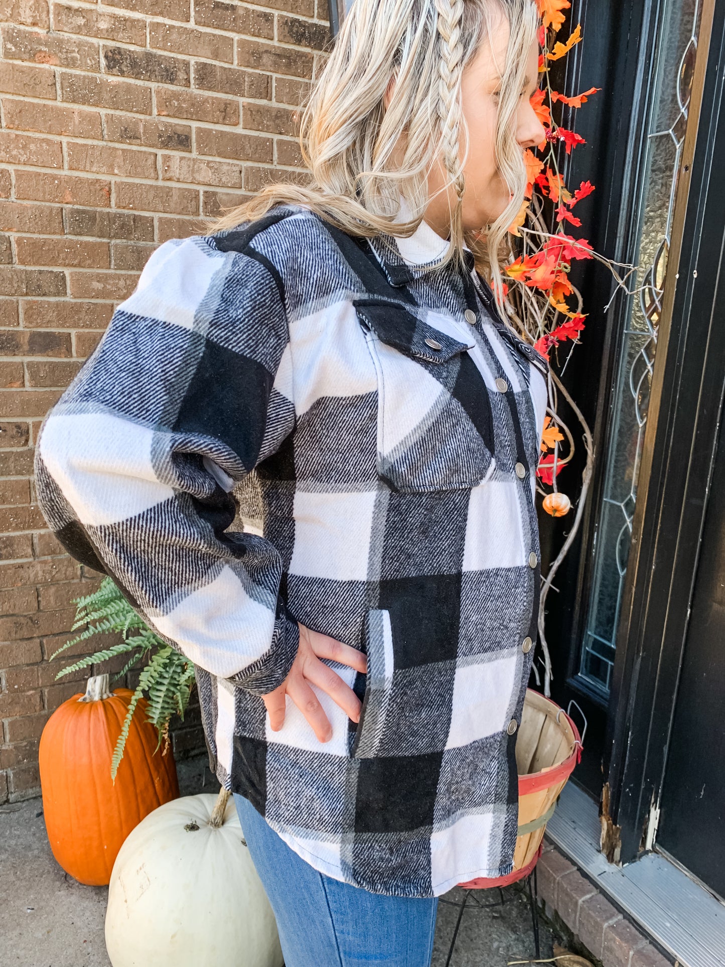 Flannel Plaid Button Pocketed Shacket