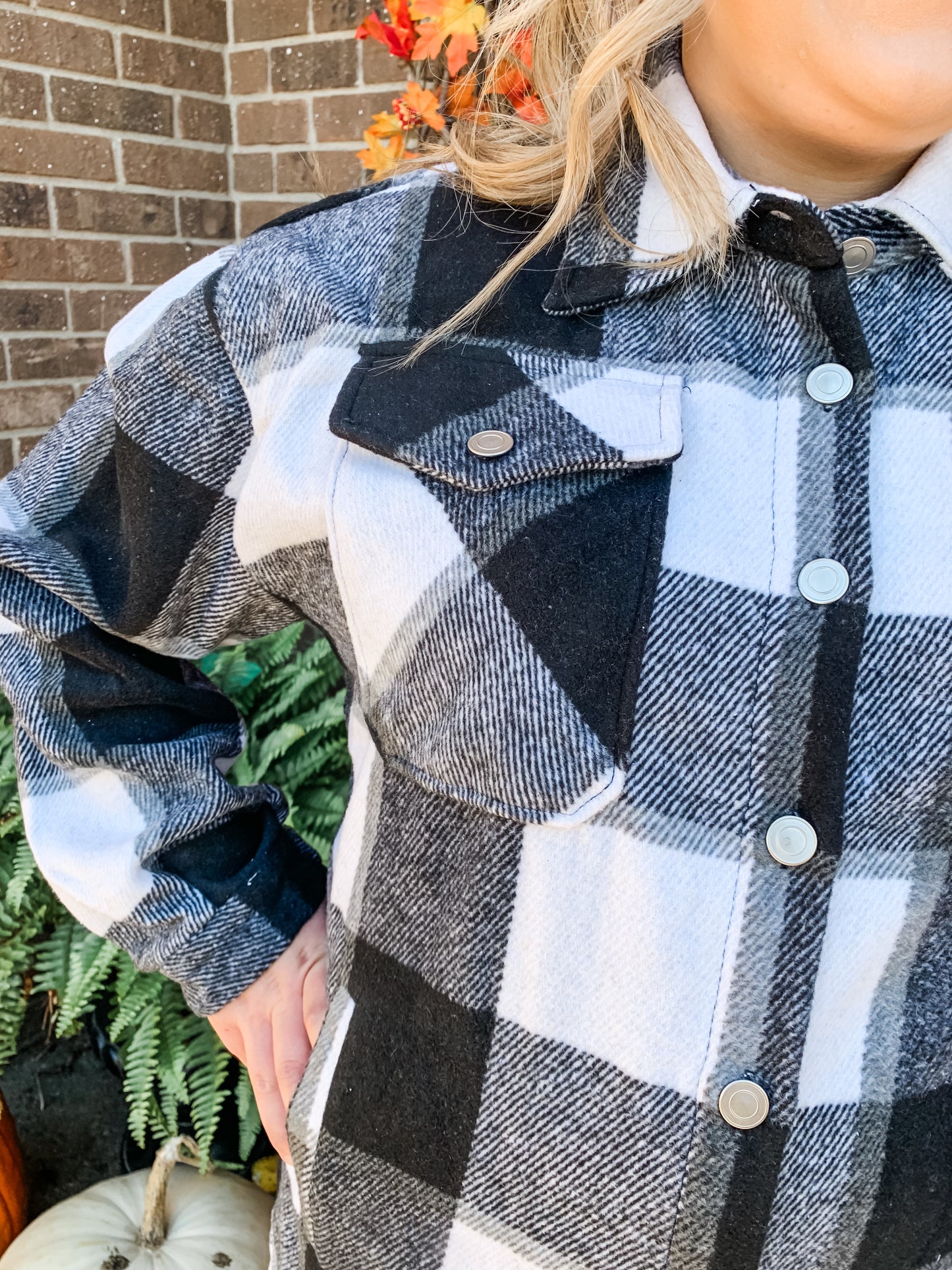 Flannel Plaid Button Pocketed Shacket